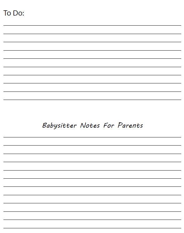 Babysitter information sheets