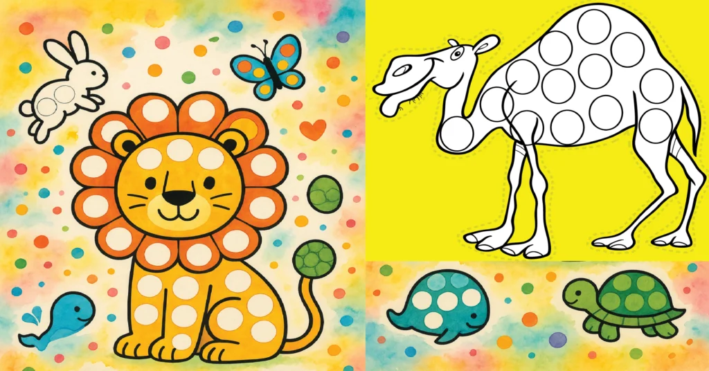Dot Marker coloring page with animals