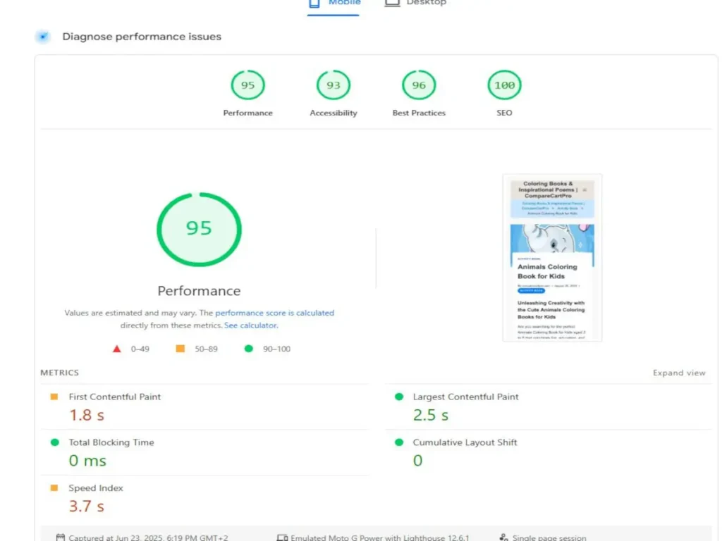 SEO Website Optimization example