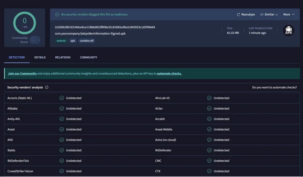 virustotal Security checked